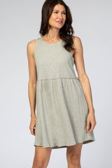 Heather Grey Ribbed Sleeveless Maternity Dress