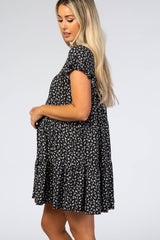 Black Floral Tiered Maternity Mini Dress