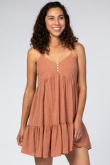 Rust Animal Print Babydoll Dress