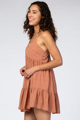Rust Animal Print Babydoll Dress