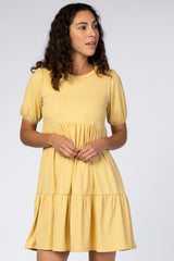Yellow Heather Ribbed Tiered Maternity Dress