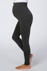 Charcoal Foldover Waistband Maternity Leggings