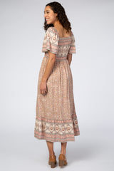 Pink Floral Tiered Maxi Dress