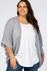 Grey Woven Knit Dolman Maternity Plus Cover Up