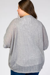 Grey Woven Knit Dolman Maternity Plus Cover Up