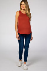 Rust Knit Sleeveless Maternity Top
