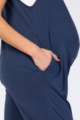 Navy V-Neck Maternity Jumpsuit