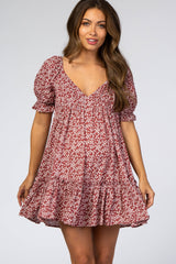 Rust Floral Maternity Mini Dress