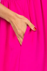 Fuchsia Ruffle Hem V-Neck Dress