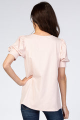 Pink Puff Sleeve Top
