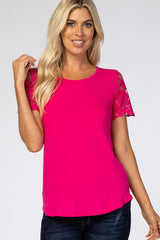Fuchsia Lace Sleeve Top