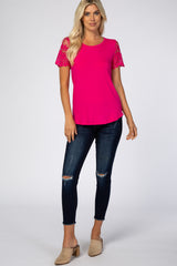 Fuchsia Lace Sleeve Top