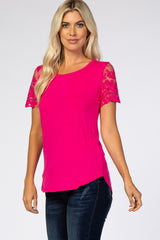 Fuchsia Lace Sleeve Top