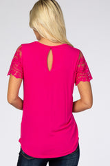 Fuchsia Lace Sleeve Top