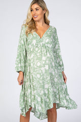 Mint Floral Silhouette Print Maternity Dress