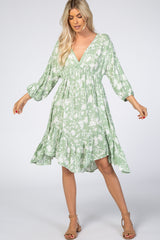 Mint Floral Silhouette Print Maternity Dress