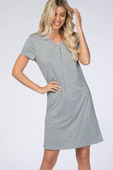 Grey Button Front Dress