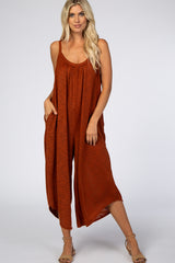 Rust Asymmetrical Hem Jumpsuit