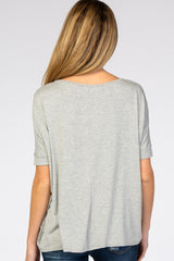 Heather Grey Short Dolman Sleeve Maternity Top
