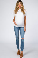Blue Distressed Knee Maternity Skinny Jeans