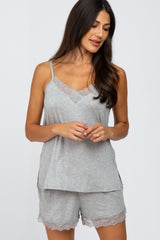 Heather Grey Lace Trim Sleep Set