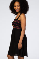 Black Multicolored Stitch Dress