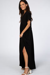 Black Empire Waist Side Slit Maxi Dress