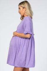 Lavender Ruffle Sleeve Baby Doll Maternity Dress