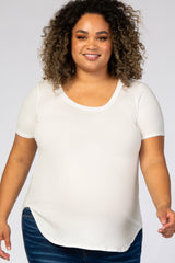 Ivory Ribbed Scoop Neck Maternity Plus Top