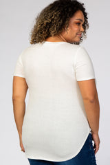 Ivory Ribbed Scoop Neck Maternity Plus Top