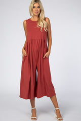 Rust Wide Leg Crop Maternity Jumpsuit