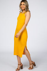 Yellow Ribbed Midi Dress