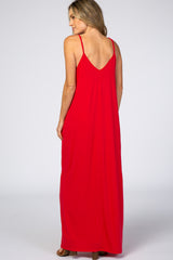 Red Cami Strap Maxi Dress