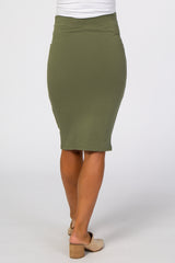 Olive Fitted Maternity Pencil Skirt