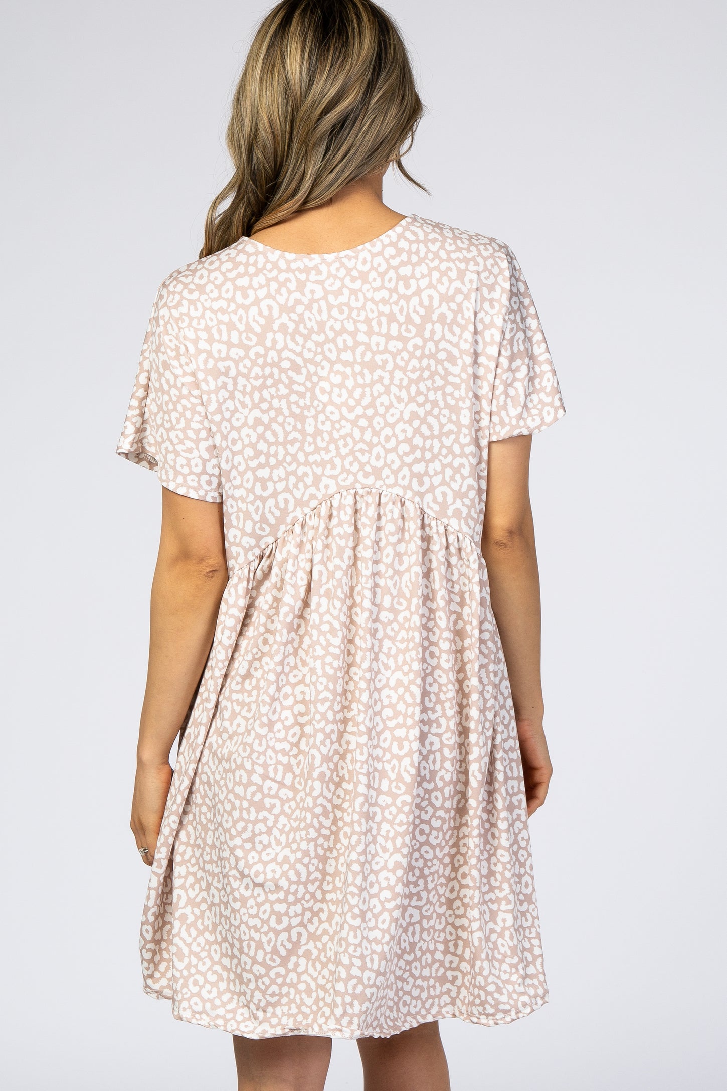 Taupe Animal Print Short Sleeve Dress