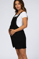 Black Maternity Short Overalls