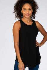 Black Ribbed Sleeveless Top