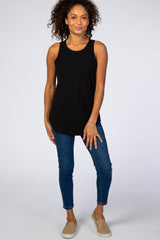 Black Ribbed Sleeveless Top