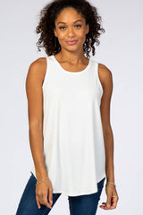 Ivory Ribbed Sleeveless Maternity Top