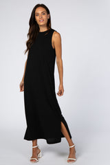 Black Sleeveless Side Slit Maxi Dress