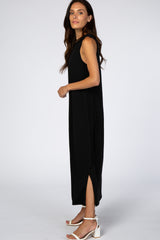 Black Sleeveless Side Slit Maxi Dress