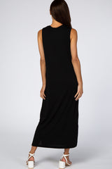 Black Sleeveless Side Slit Maxi Dress
