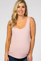 Light Pink Ribbed Maternity Tank Top
