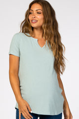 Mint Green Ribbed Maternity T Shirt