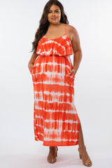 Coral Tie Dye Maternity Plus Maxi Dress