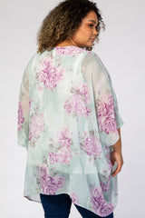 Mint Floral Chiffon Maternity Plus Cover Up