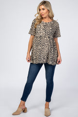 Mocha Animal Print Maternity Blouse