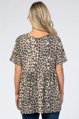 Mocha Animal Print Maternity Blouse