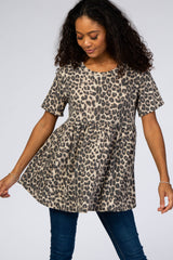 Mocha Animal Print Maternity Blouse