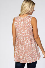 Mauve Speckled Crochet Trim Tank Top